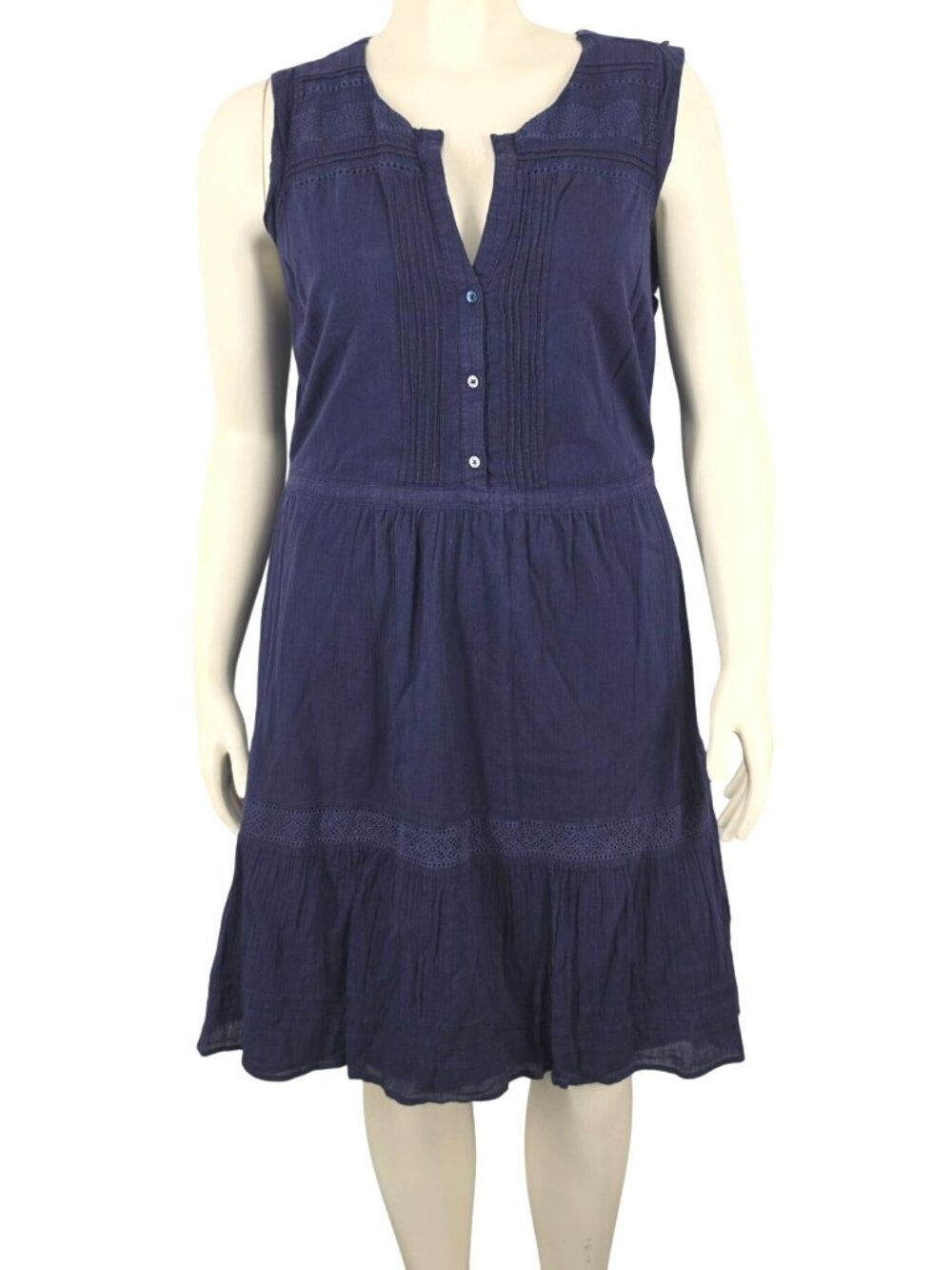 Women's Old Navy Sleeveless Navy Blue Dress Large Gauze Muslin Feel Knee Length